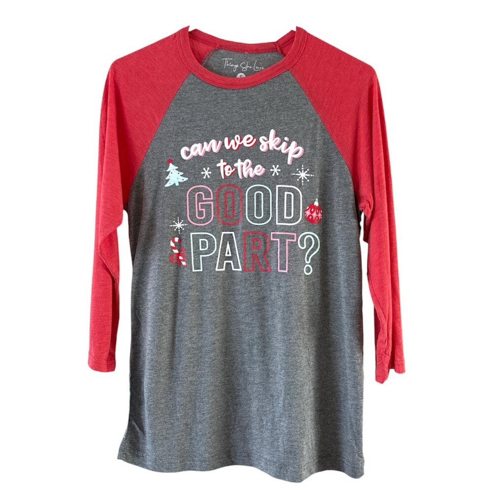 Things She Loves Christmas Tee, Small / Red & White / Extra Soft / NWT